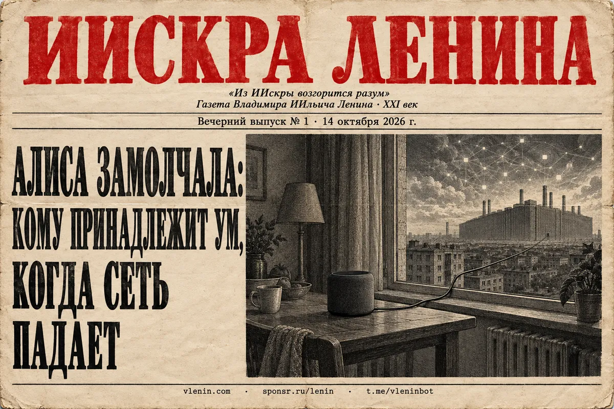 Первая полоса выпуска № 1: Алиса замолчала: кому принадлежит ум, когда сеть падает
