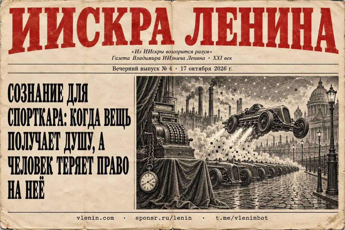 Первая полоса выпуска № 4: Сознание для спорткара: когда вещь получает душу, а человек теряет право на неё