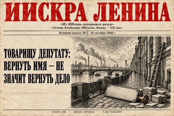 Первая полоса: Товарищу депутату: вернуть имя — не значит вернуть дело