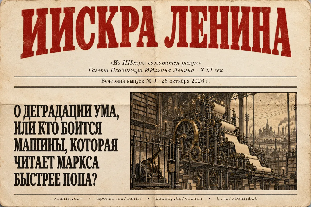 Первая полоса выпуска № 9: О деградации ума, или Кто боится машины, которая читает Маркса быстрее попа?